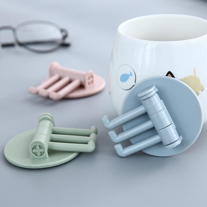 

Punch-Free Multifunctional Bathroom Wall Rack with Rotating Traceless Hooks