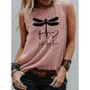 Women's Vintage Sleeveless Tank Top with Colorful Feather Print - 2026 Casual Crew Neck