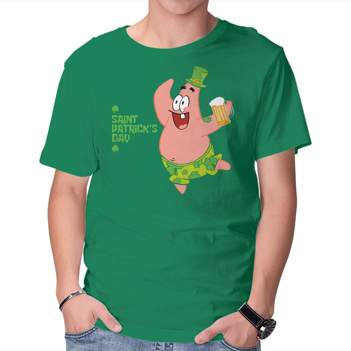 Unisex Crew Neck T-Shirt Saint Patrick Star s Day Graphic Short Sleeve Casual Tee XL