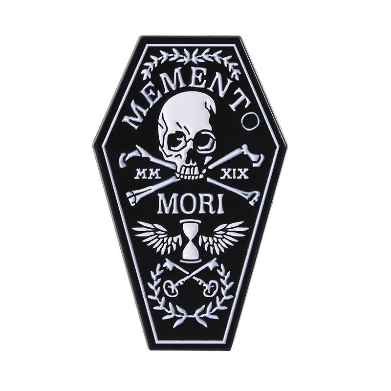 Эмалированный значок «Memento Mori» в виде черепа, готический скелет, гроб, брошь на Хэллоуин, значок на лацкан, рюкзак, ювелирные аксессуары, подарок для друзей