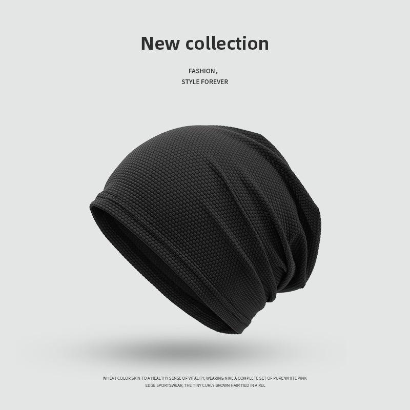 Autumn and winter thin plaid stack hat women's fashion versatile sports headscarf sweating solid color breathable cold hat men