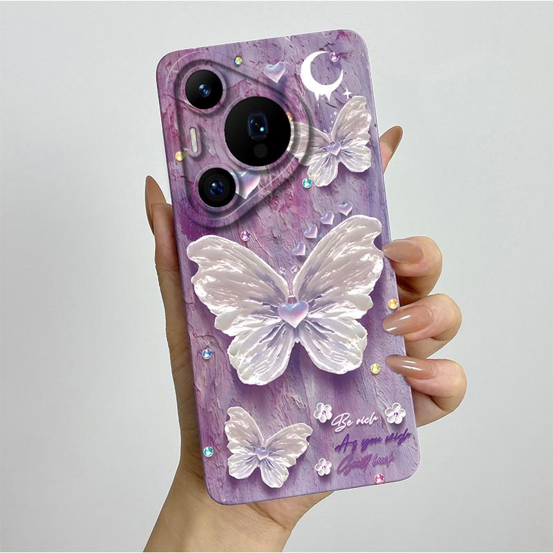 For Huawei Pura 70 Pro Case Pretty Butterfly Flower Soft Silicone Phone Case For Huawei Pura 70 Pura70 Pro 70Pro Plus Back Cover