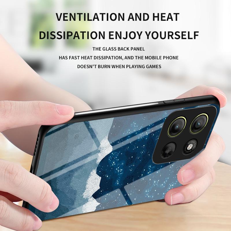For Motorola Moto G15 4G Case Starry Sky Pattern Tempered Glass Phone Cover