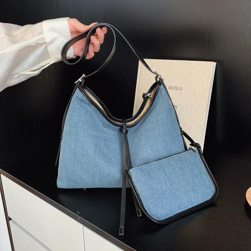 

Large capacity casual cloth bag women s new retro versatile shoulder bag niche design messenger tote bag чёрный