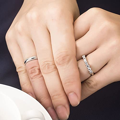 [THREE MAN] 0.7 Carat 7 Diamond Ring in Sterling Silver; White Gold Plated Anniversary Ring for Women