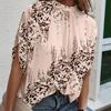 Ladies Summer Batwing Sleeve Bandage O Neck Casual Holiday Printed Pullover Blouse Shirt Top