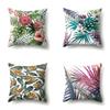 Polyester Pillowcase Nordic Ins Style Plant Flower Print Peach Leather Velvet Pillowcase Car Waist Cushion Cover