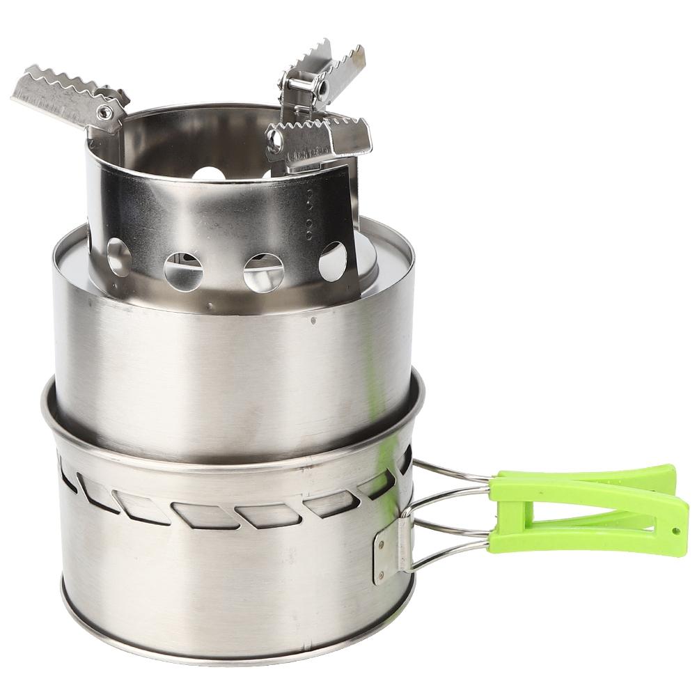 Outdoor Camping Equipment Windproof Wood Stove Cooking Stainless Steel Movable Oven Gas Cooker