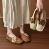 Retro Nische Blume Quadratkopfschuhe Damen Sommer und Herbst flache weichsohlige handgefertigte Schuhe Kinder