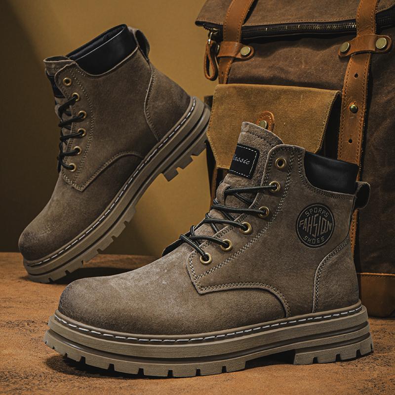 Fashion Lace-Up Men Winter Plush Snow Boots New Stylish Male Shoes High Quality Men's Low Top Boots Leather for Men Motorcycle Boots