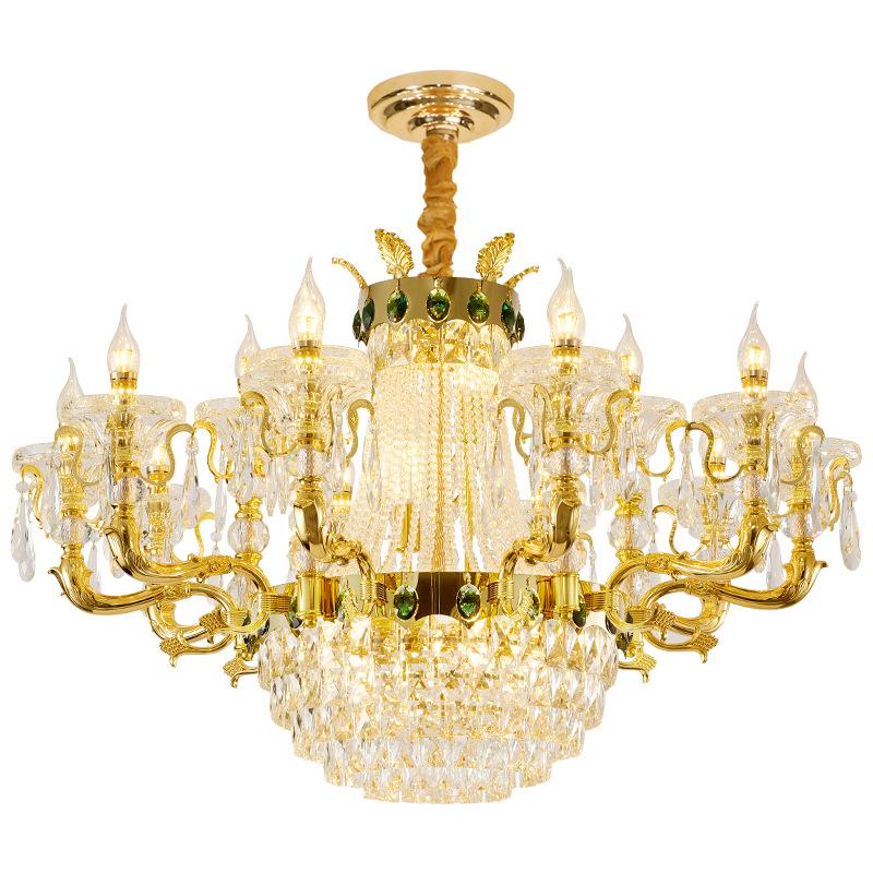 European Living Room Lamp High-end Luxury Crystal Chandelier Villa Bedroom Dining Room Lamp Duplex Floor Hall Lamp