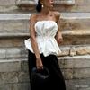 2026 Summer European & American Style Strapless Waist-Cinching Balloon Top