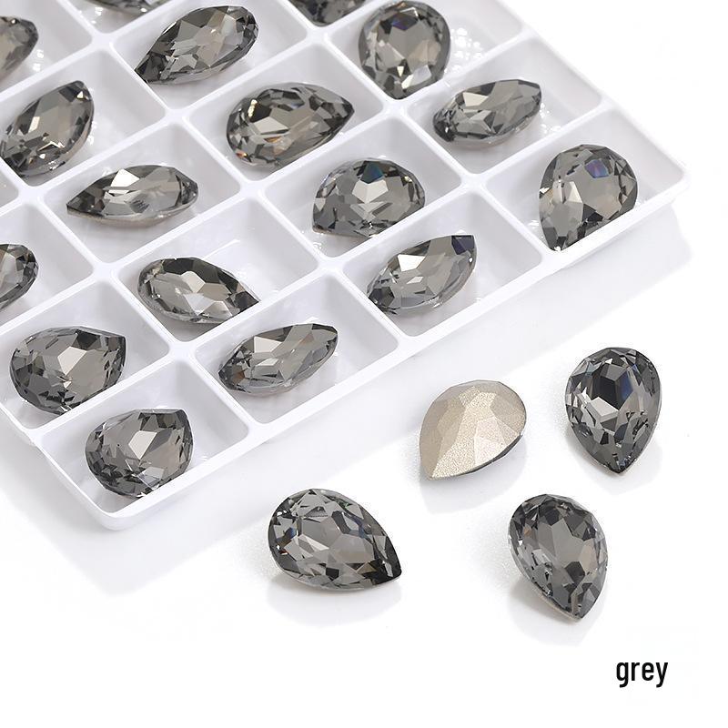 High-Grade K9 Teardrop Rhinestone DIY Jewelry Accessory - Silver-Plated Base with Irregular Crystal Glass Drill, Pointed Bottom