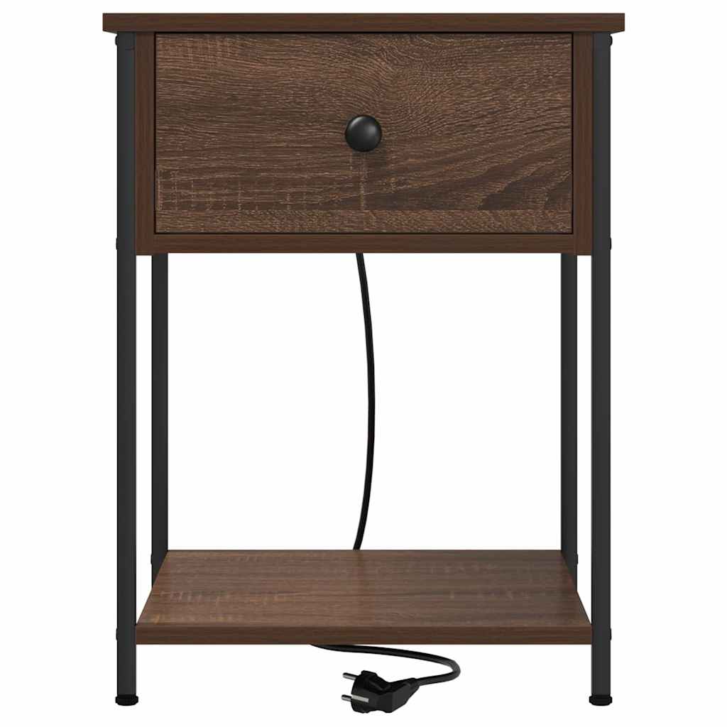 Nightstand Set of 2 Brown Oak Effect 42 x 41 x 56 cm