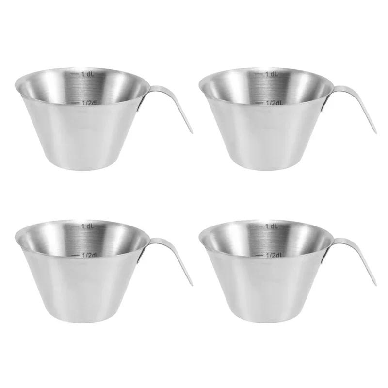 4 stk Espressokopper Liten kopp i rustfritt stål Espresso Shot Coffee Målekopp Mini melkekanne Hjem Barista kaffetilbehør