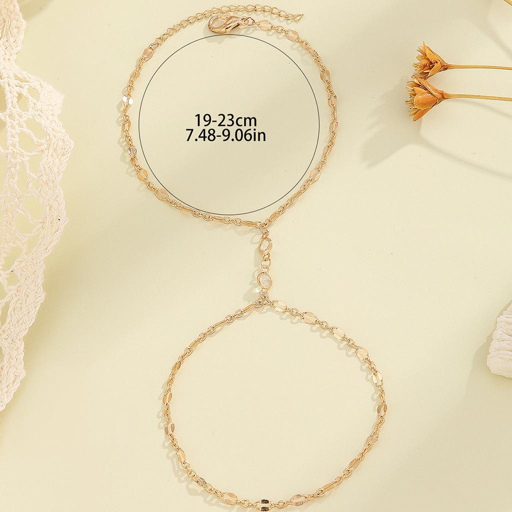 Kinitial Exquisite and fashionable laser plated palm chain Bracelet with ring Chain Hand chain gave her an anniversary gift
