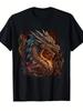 Men'S Vintage Dragon Graphic T-Shirt - Fantasy Art Tee with & Golden Dragon Prin
