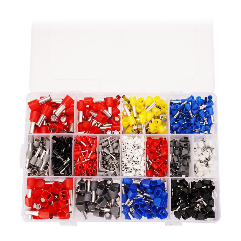 Pack of 1200 Insulated Sleeves Set Multicoloured Wire End Ferrules Assortment Wire End Ferrules Set 0.5 mm2-16 mm2