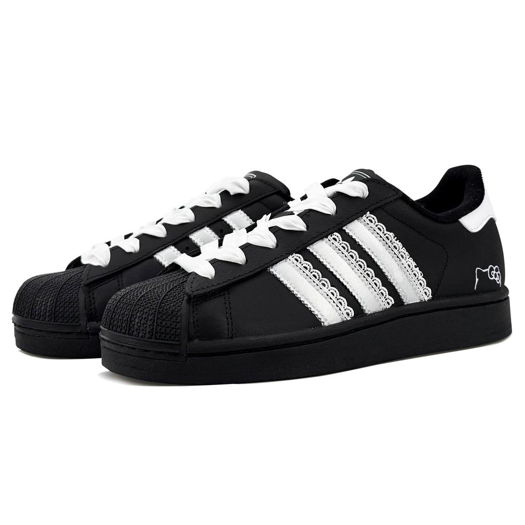 Adidas Originals Superstar 2 Abrasion Resistant Low top Skateboard Shoes Women's Black JH9977(Team537-)