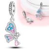 Charms Platadreamy Blue Pink Butterfly-Shaped Pendants Fit Originalbracelets Charms For Women Jewelry Diy Making Gifts