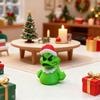Mini Green Duck Figurine Collectible Christmas Duck Ornament Duck Figure Wearing Xmas Hat for Festival Party Table Shelf Decoration