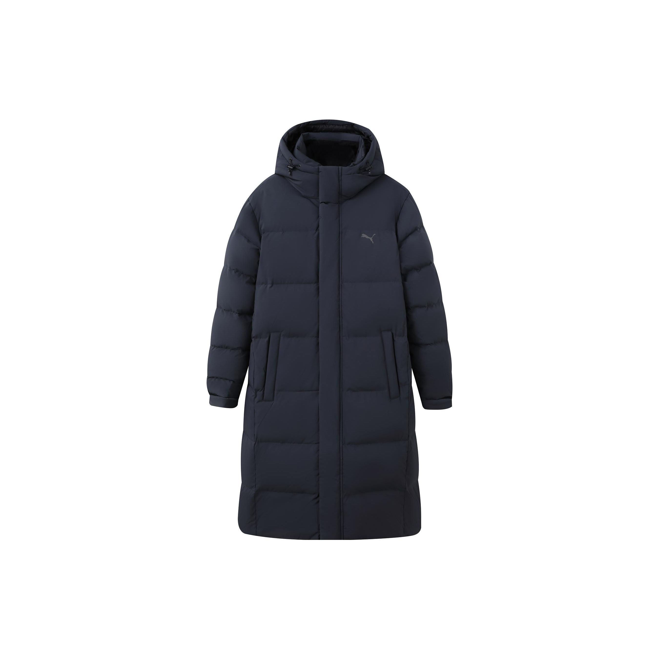 

Puma Пуховик средней длины с капюшоном и принтом логотипа, однотонный, унисекс, верхняя одежда, угольно-серый 932587-02 M