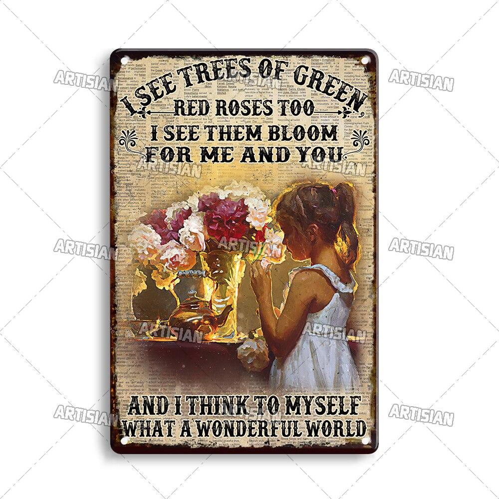 Artisian Gardening Metal Poster Flower Plant Tin Sign Decorative Wall Plaque for Garden Garage Bar Pub Club Hotel Cafe Kitch