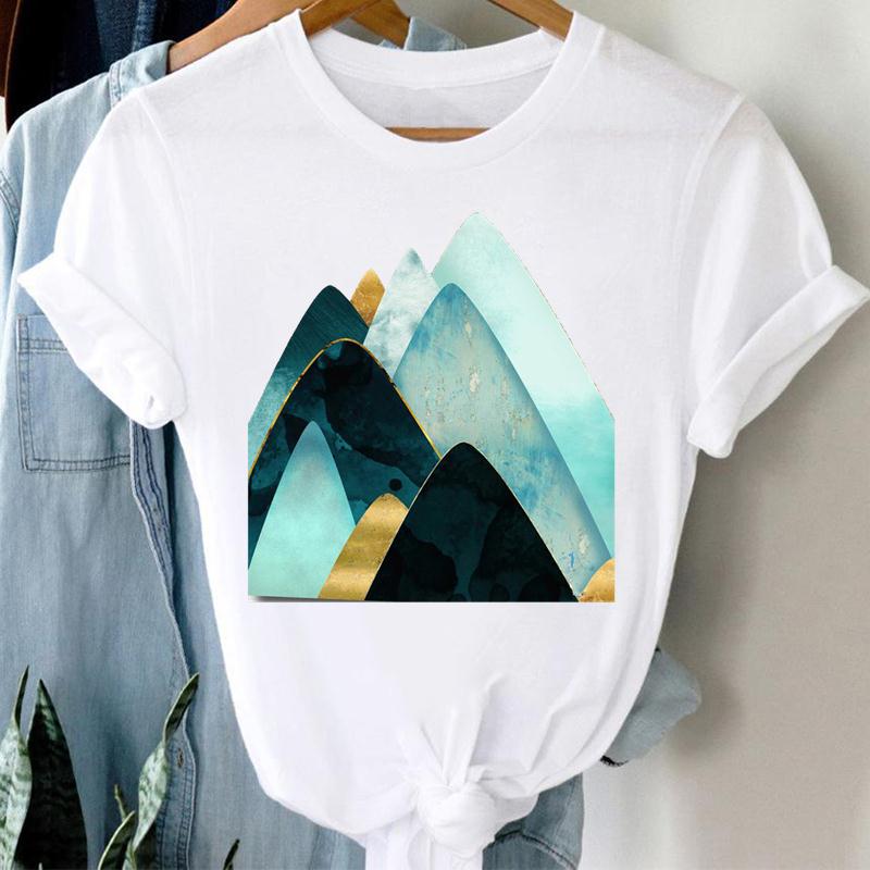Watercolor Women Print Tee Top Summer Lovely Style Cute Sweet Fashion T-shirt Short Sleeve Lady Female Clothing Casual Graphic T-shirt