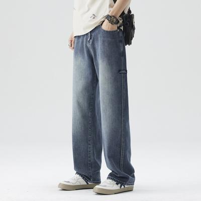 New Spring and Summer Men's Japanese Loose Straight High Street Retro Wide-leg Jeans Men