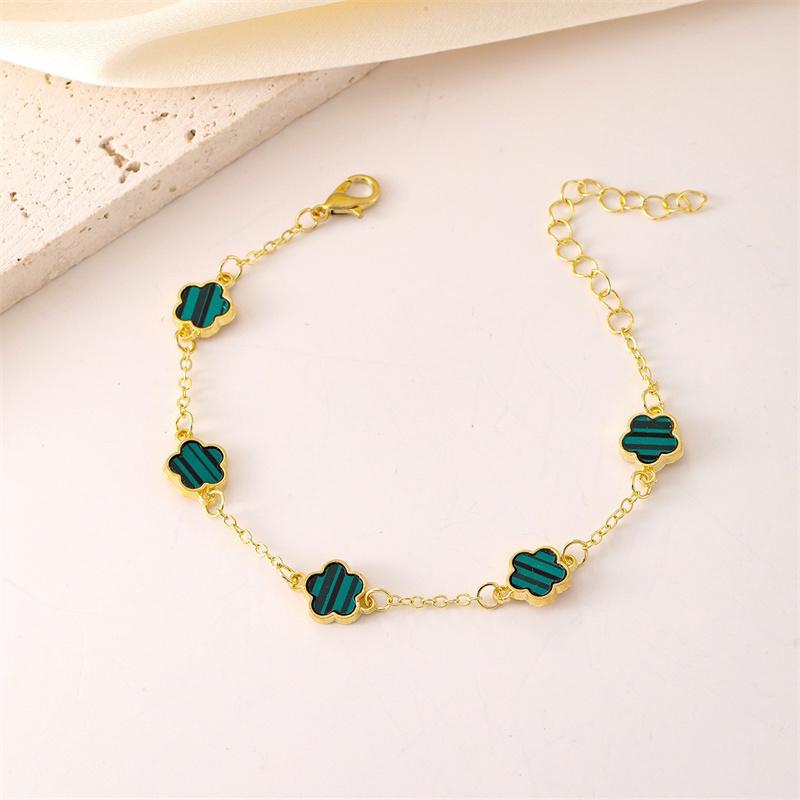 New Design Gold Color Five-petal Flower Bracelet for Women Exquisite Plum Bossom Chain Bracelet Girl Light Luxury Jewelry