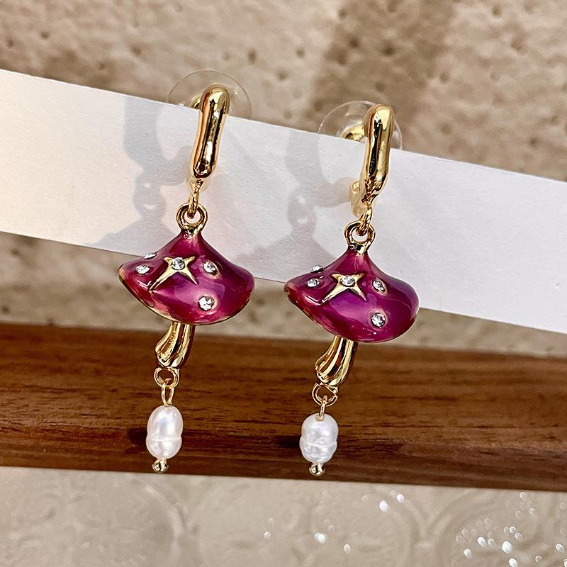 Fashion Classic Pink Color Crystal Enmale Earrings For Women Girls Exquisite Design Pendant Flower Ear Rings Jewelry Accessories