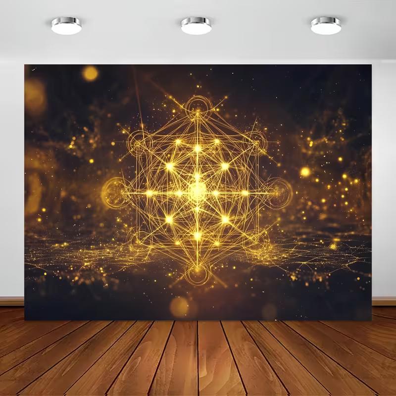 2D Metatron s Cube Sacred Geometry Backdrop Spiritual Photo Booth Banner 47.2x31.5inch/120*80cm