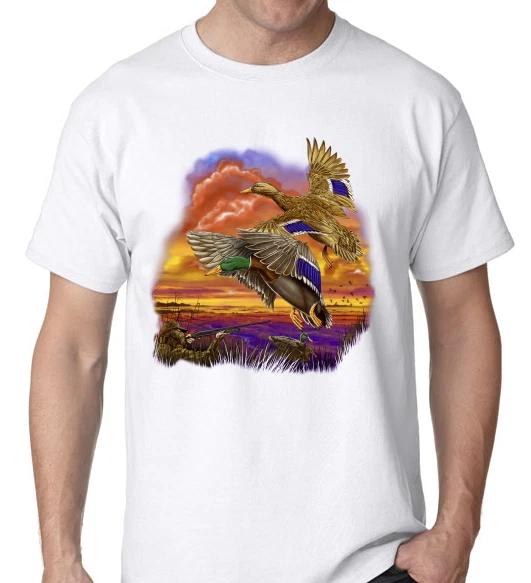 

Футболка с уткой-кряквой Дикая Охота Озеро Пруд Ружье 2 S