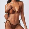 Sexy Bikini Bra Set Split Solid Color Swimsuit Gather Split Swimsuit Pure Desire Swimsuit