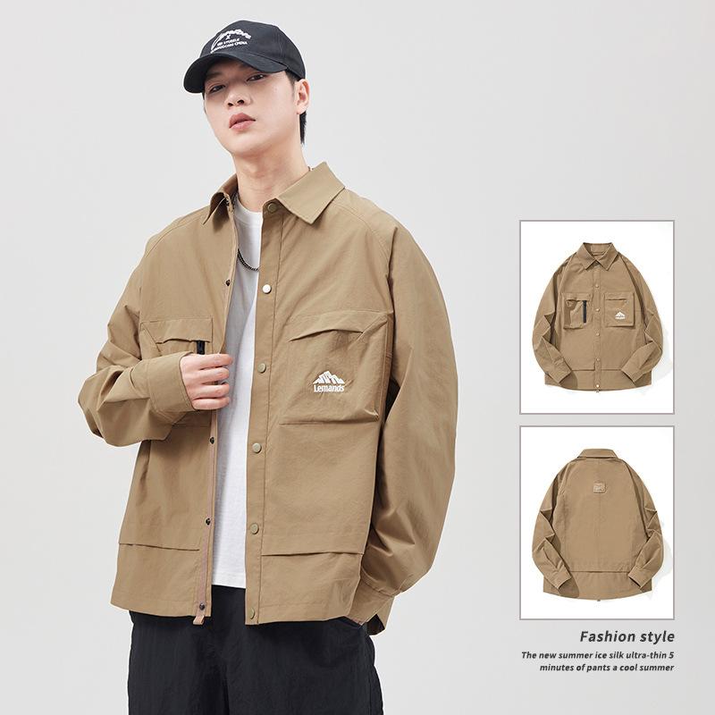 

Пиджак с лацканами Куртка мужская сезонная хаки спортивная повседневная верхняя горная функциональная ветровая куртка 4XL хаки