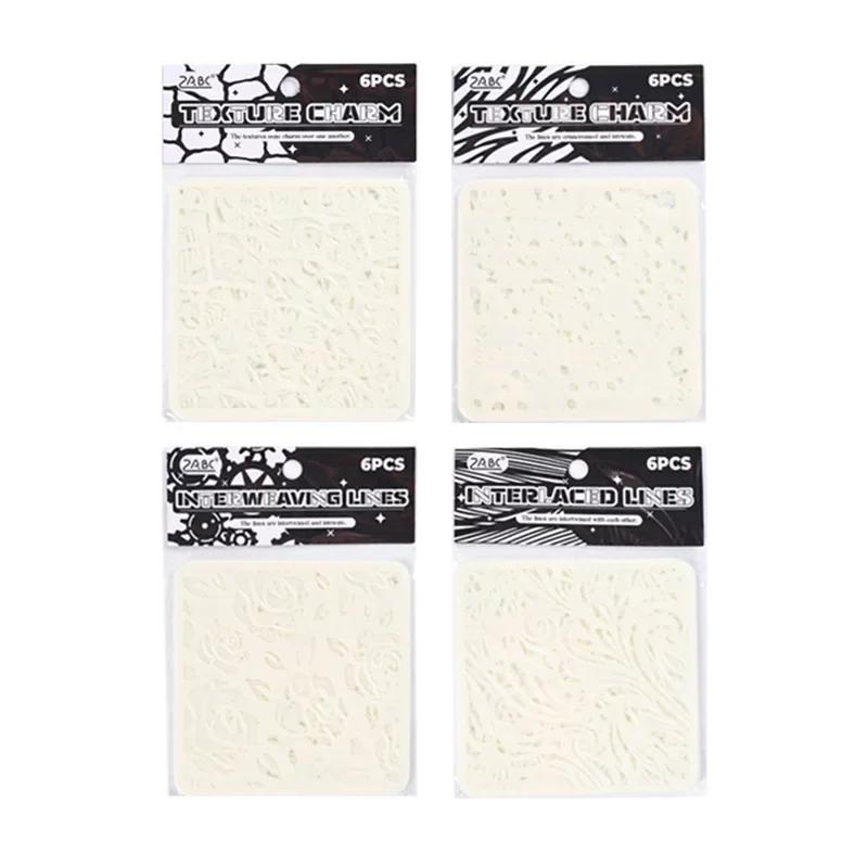 6 stk/sett Tekstursjablonger for maling Sjablonger for maling og dekor Wave Floral Butterfly sjablongmaler Studentrekvisita