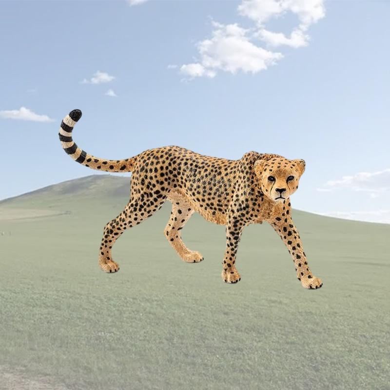 Statue Réaliste Faune Tête de Guépard Vers le Haut Léopard Nébuleux Léopard Africain Léopard Indien Collection Jouet 10*2.5*6.5cm)