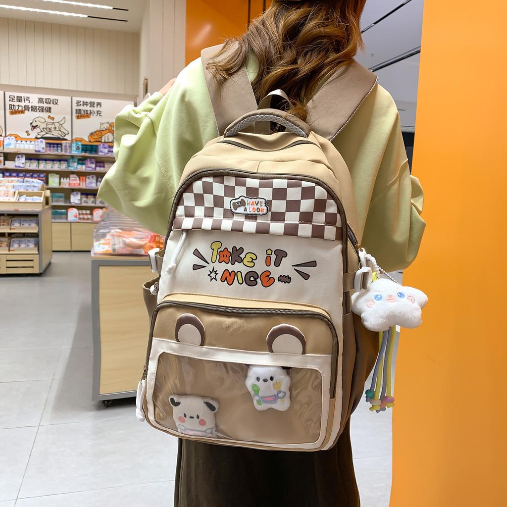 Schoolbag new schoolbag female cute bear backpack large capacity primary school students junior high school students high school students casual