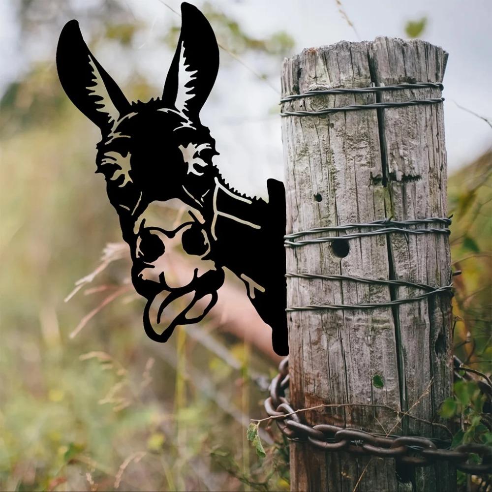 Esel mit herausgestreckter Zunge Eisensilhouette – Niedliche Outdoor-Gartenzaun-Dekoration, Perfekte Bauernhof-Handwerksarbeit für Gartenparty-Dekor