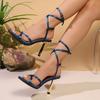 Fashion 2025 New Women's Sandals Sexy Thin High Heels Shoes Feet Naked Strap Design Fashionable Square Toe Women's Party Sandals Woman