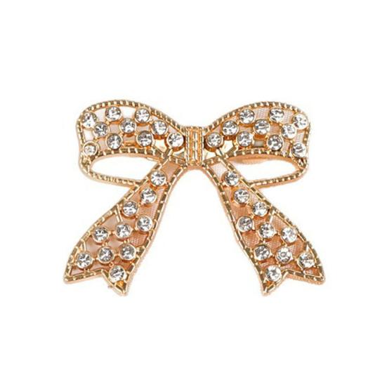 Bowknot Design Brooch Pin Pearl Rhinestones Inlaid for Women Faux Lapel Pin Brooch 2