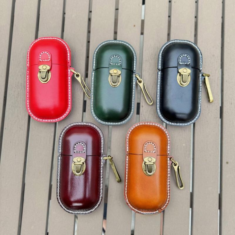 2026 New Plant Tanned Leather Glasses Case with Hook Portable Anti Drop Sunglasses Storage Holder Personalized Multi Color