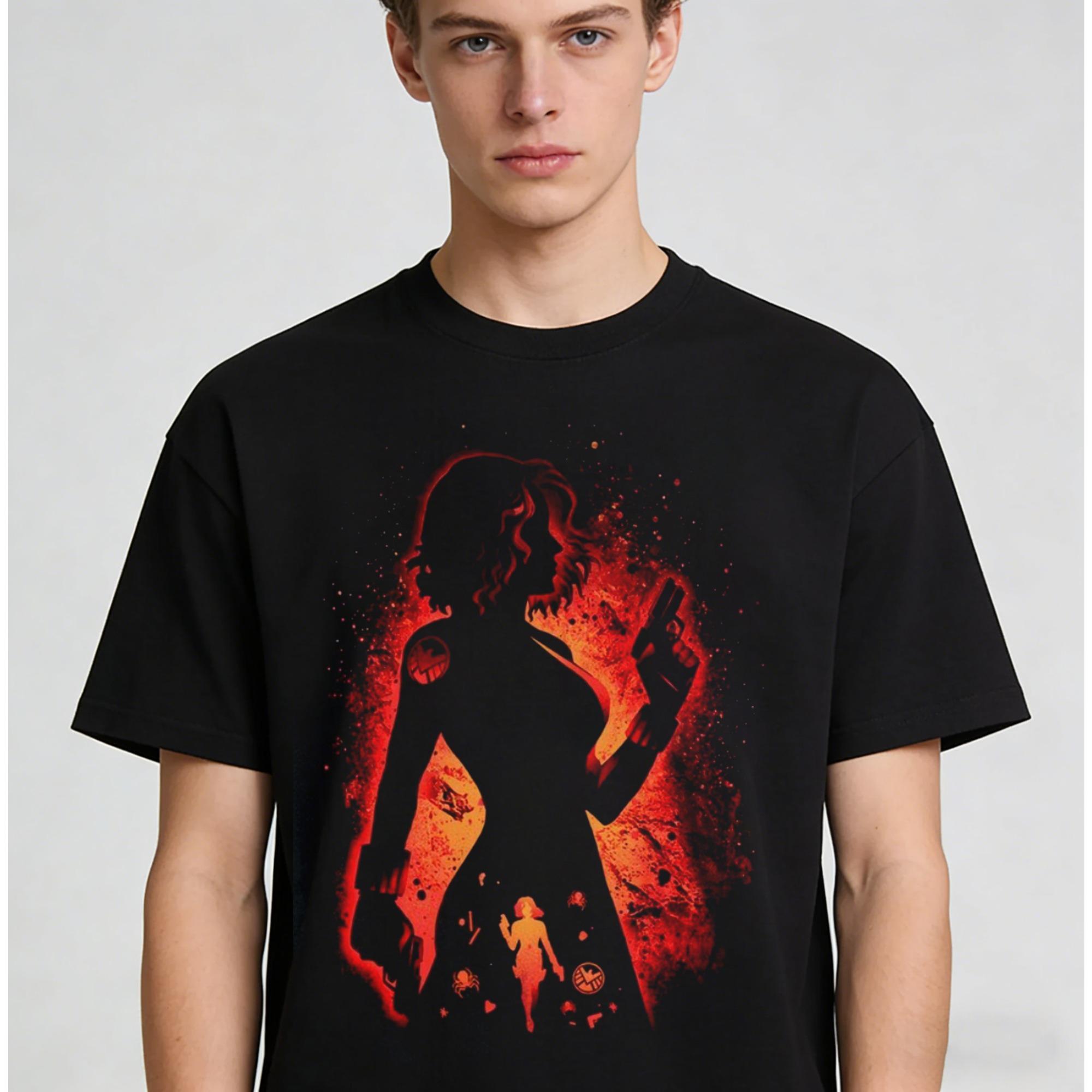 ZX Vintage Black Widow Bite Silhouette Portrait Graphic Unisex Gift Tshirt ONeck Sweatshirt for Men Women Prue Cotton Tshirt S