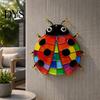 Outdoor Wall Art for Fence 2Pcs Colorful Acrylic Ladybug Stickers, Adhesive Insect Stained Glass Style Decor Cute Decoration Garden 2D Hanging