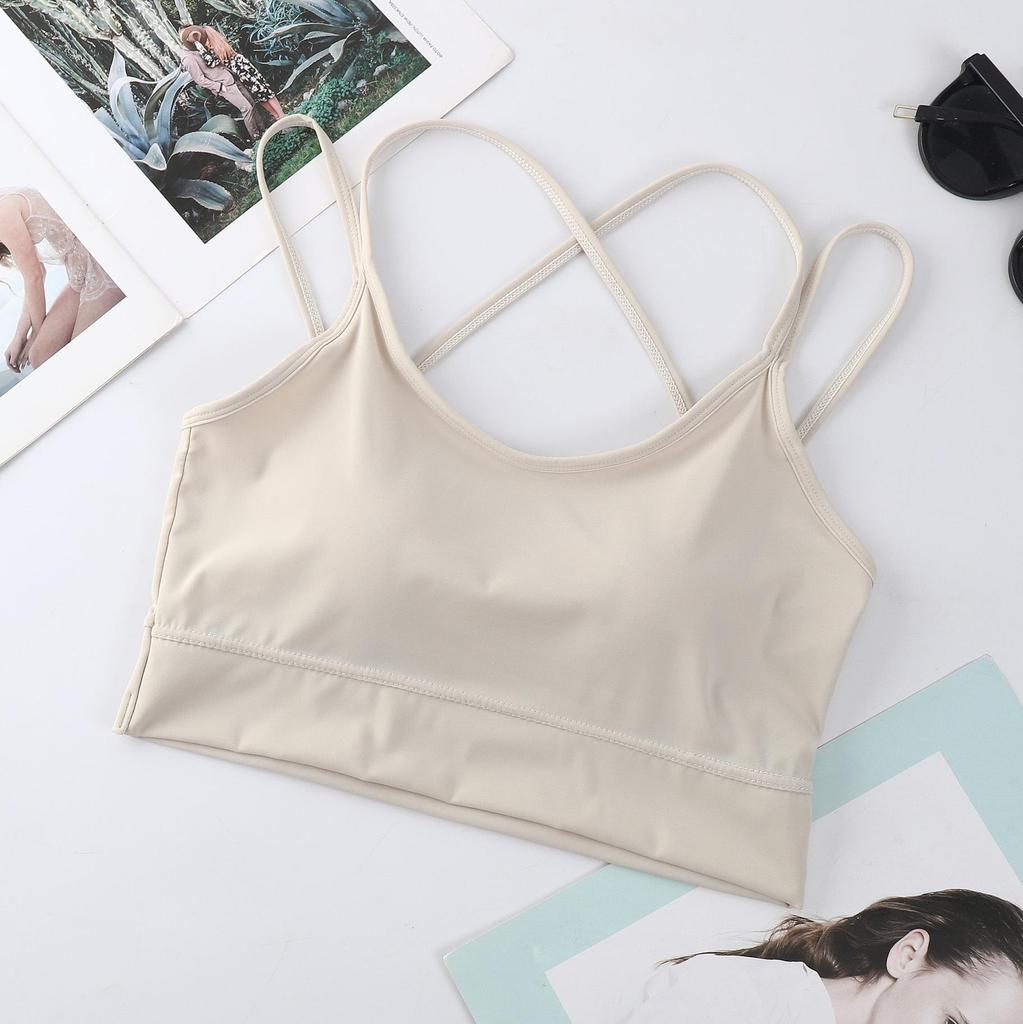 Sommer-BH aus Eis-Seide mit gekreuzten Trägern und festen Cups