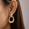 European & American Creative High-End Light Luxury Oval Alloy Earrings: Versatile Retro Drops for Women