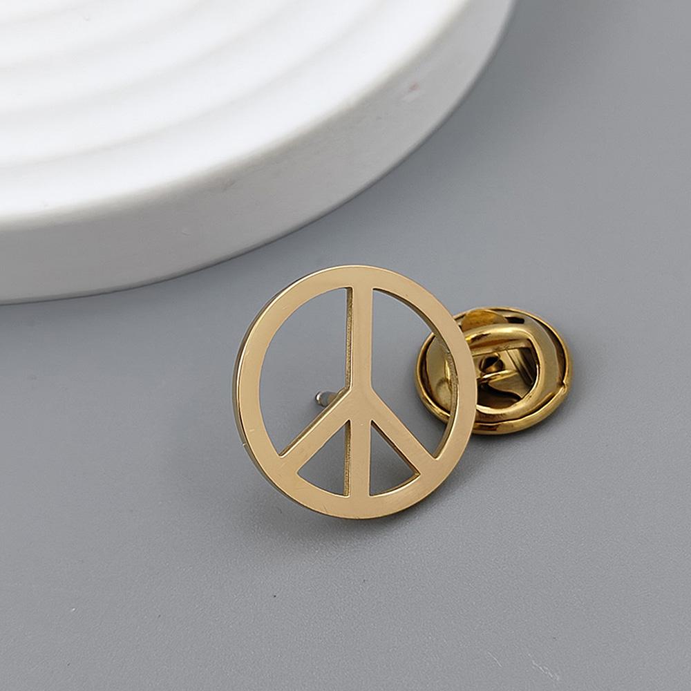 Round Gold-plated Peace Symbol Badge, Women’s Anti-exposure Buttons, Suit Lapel Pin, Collar Brooch, Formal Accessories
