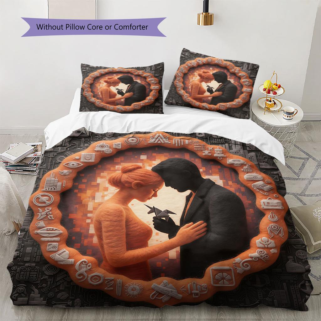 FeltBladeRunner Pattern Bedding Quilt Set Quilt Cover Pillowcase Home Decoration Birthday Gift (1 * duvet cover + 2 * pillowcase, without core)