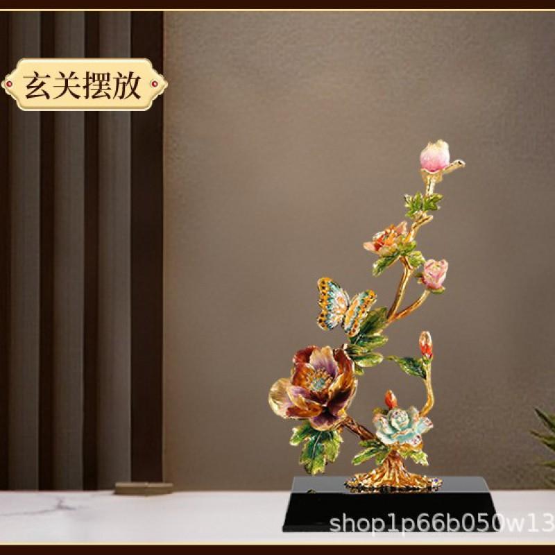 Enameled Metal Decorative Sculpture Plant Design Luxury Home Tabletop Ornament Zinc Alloy Crafted Statement Piece