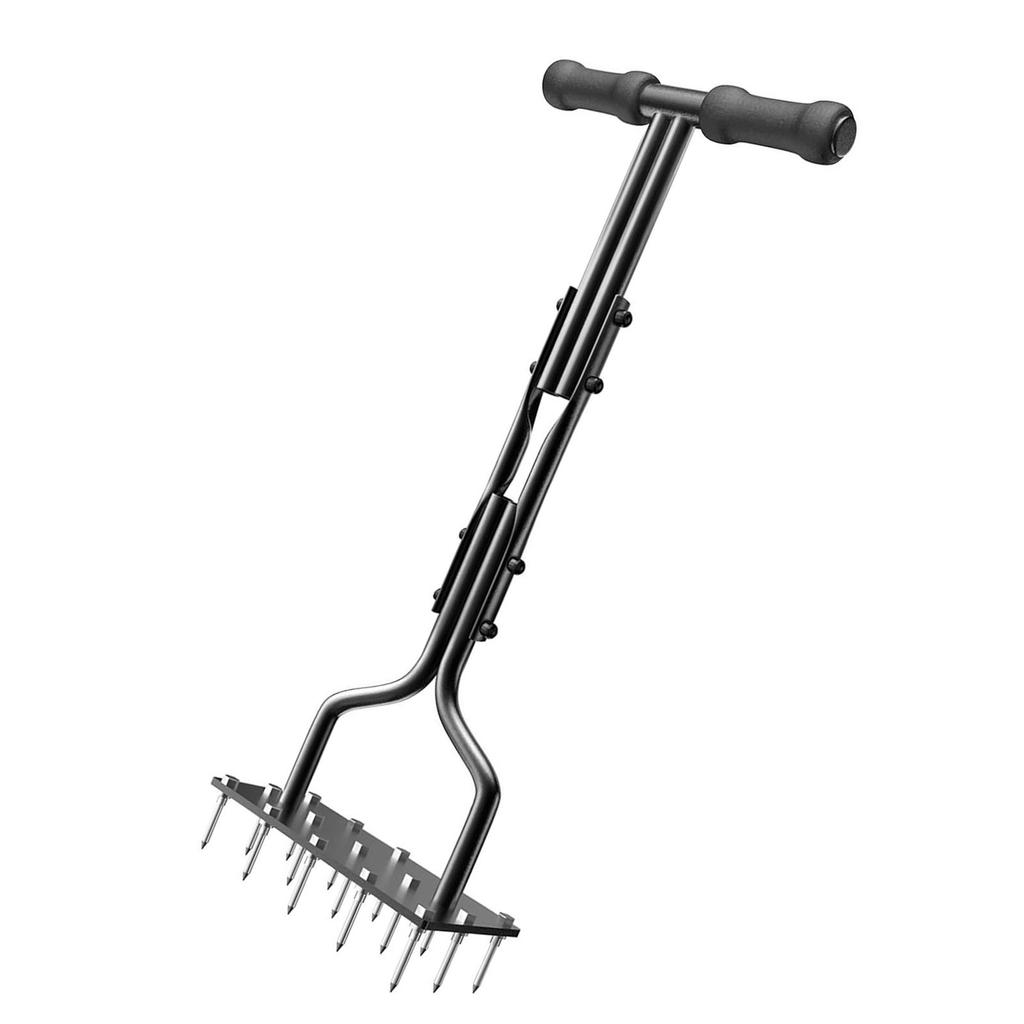 36 Inch Lawn Aerator with 15 Iron Spikes T Handle Manual Soil Aerating Tool Set for Yard Garden